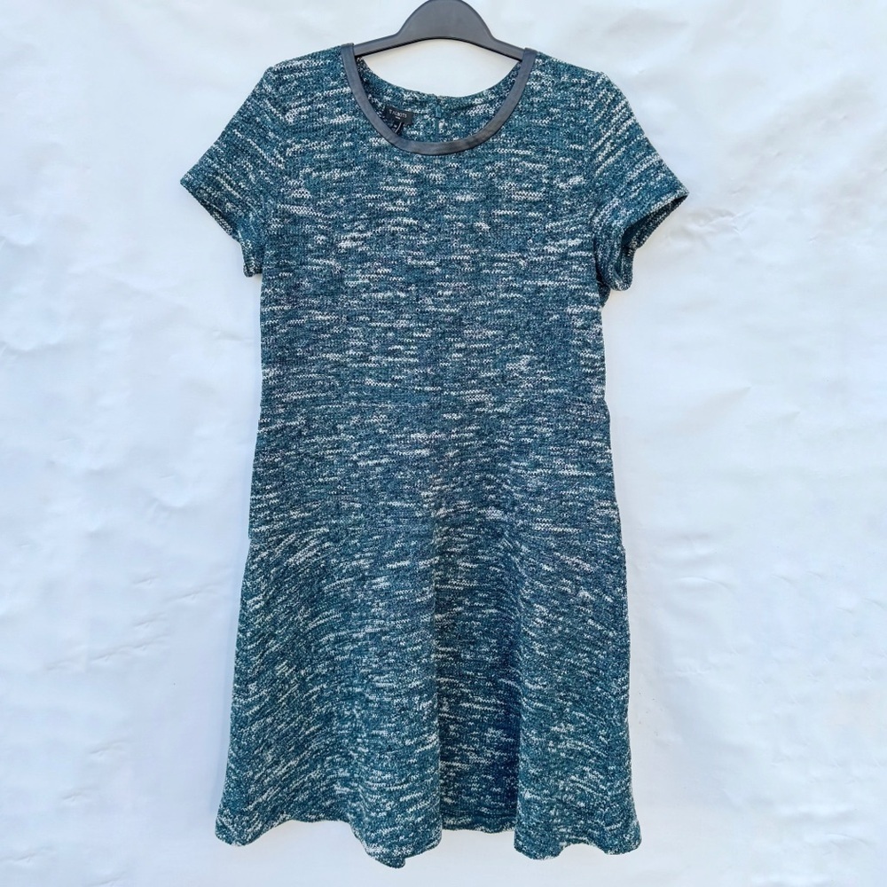 Talbots // teal, white knit short sleeves flare dress size 14p dr1